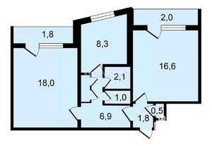 2-к квартира, вторичка, 56м2, 4/10 этаж