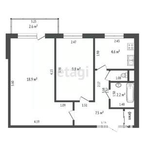 2-к квартира, вторичка, 44м2, 5/9 этаж