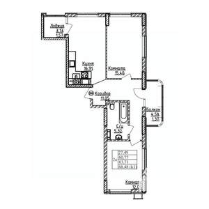 2-к квартира, вторичка, 64м2, 4/9 этаж