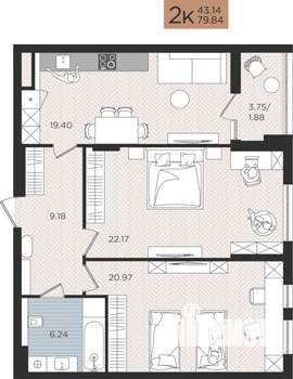 2-к квартира, строящийся дом, 80м2, 2/10 этаж