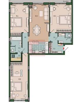 3-к квартира, вторичка, 126м2, 2/13 этаж