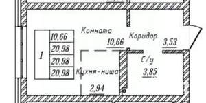 Студия квартира, вторичка, 21м2, 2/9 этаж