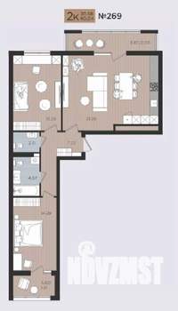 2-к квартира, строящийся дом, 80м2, 7/10 этаж