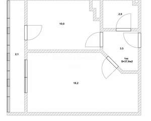 1-к квартира, вторичка, 38м2, 8/12 этаж