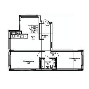 2-к квартира, вторичка, 64м2, 5/9 этаж