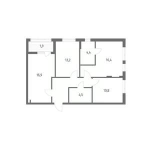 3-к квартира, вторичка, 76м2, 2/8 этаж