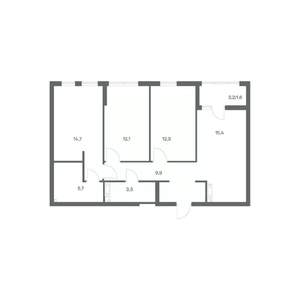 3-к квартира, строящийся дом, 75м2, 6/18 этаж