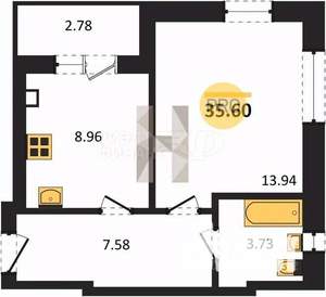 2-к квартира, вторичка, 58м2, 9/9 этаж