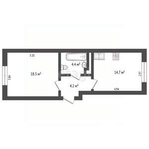 1-к квартира, вторичка, 42м2, 1/10 этаж