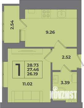 1-к квартира, вторичка, 29м2, 1/8 этаж