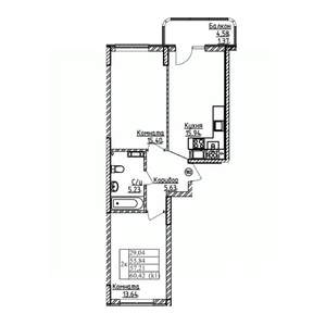 2-к квартира, строящийся дом, 57м2, 6/9 этаж