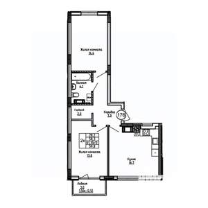 2-к квартира, вторичка, 60м2, 4/9 этаж