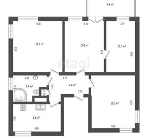 4-к квартира, вторичка, 87м2, 2/2 этаж