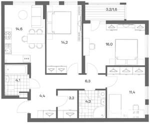 3-к квартира, вторичка, 80м2, 2/18 этаж