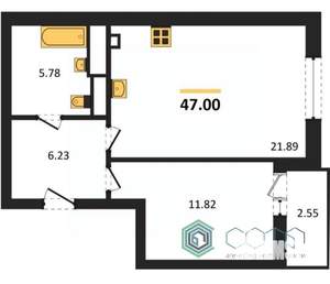 1-к квартира, вторичка, 47м2, 7/9 этаж