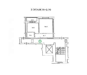 1-к квартира, вторичка, 38м2, 2/9 этаж