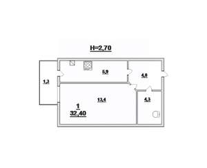 1-к квартира, вторичка, 28м2, 4/4 этаж