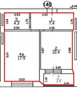 1-к квартира, вторичка, 45м2, 12/12 этаж