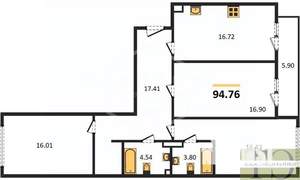 3-к квартира, вторичка, 95м2, 1/8 этаж