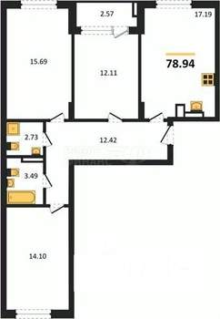 2-к квартира, вторичка, 67м2, 7/9 этаж