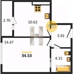 1-к квартира, вторичка, 35м2, 6/9 этаж