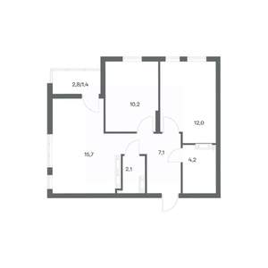 2-к квартира, вторичка, 53м2, 12/18 этаж