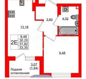 1-к квартира, вторичка, 34м2, 2/9 этаж
