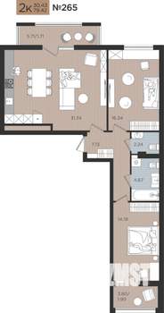 2-к квартира, вторичка, 79м2, 5/10 этаж