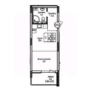 Студия квартира, вторичка, 34м2, 2/9 этаж