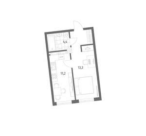 1-к квартира, строящийся дом, 33м2, 5/8 этаж