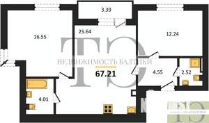 2-к квартира, вторичка, 67м2, 4/9 этаж