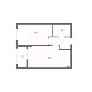 1-к квартира, строящийся дом, 45м2, 1/8 этаж