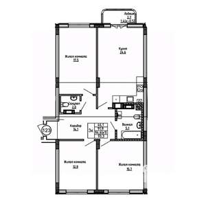3-к квартира, вторичка, 93м2, 5/9 этаж