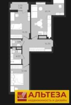 2-к квартира, вторичка, 62м2, 2/9 этаж