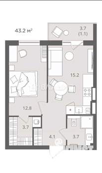 1-к квартира, вторичка, 41м2, 4/7 этаж
