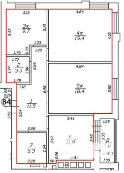 3-к квартира, строящийся дом, 82м2, 7/10 этаж