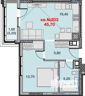 1-к квартира, вторичка, 46м2, 12/15 этаж