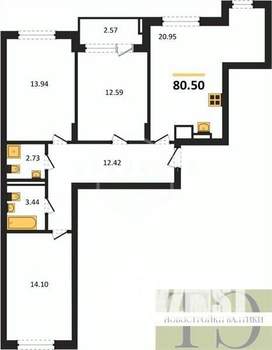 3-к квартира, вторичка, 81м2, 6/9 этаж
