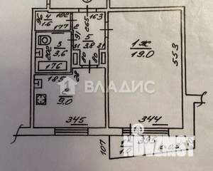 1-к квартира, вторичка, 38м2, 5/5 этаж