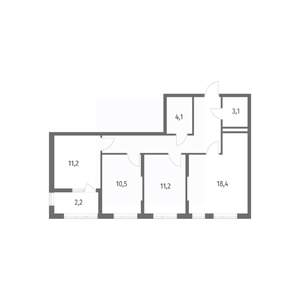 3-к квартира, строящийся дом, 75м2, 3/8 этаж