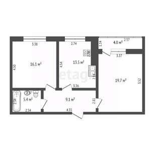 2-к квартира, вторичка, 67м2, 2/12 этаж
