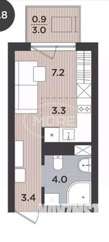 Студия квартира, вторичка, 21м2, 6/9 этаж