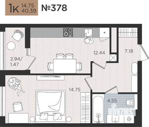 1-к квартира, вторичка, 40м2, 6/10 этаж