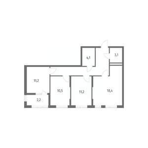 3-к квартира, строящийся дом, 75м2, 5/8 этаж