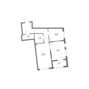 2-к квартира, строящийся дом, 72м2, 2/8 этаж