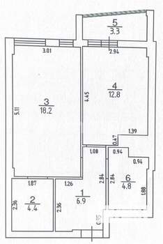 1-к квартира, вторичка, 47м2, 25/25 этаж