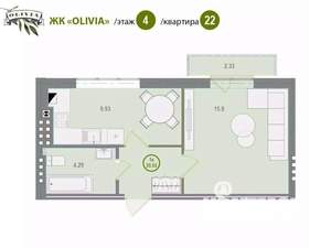 1-к квартира, вторичка, 36м2, 3/4 этаж