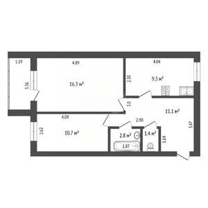 2-к квартира, вторичка, 52м2, 1/5 этаж
