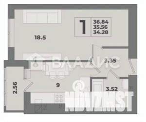 1-к квартира, вторичка, 38м2, 2/10 этаж
