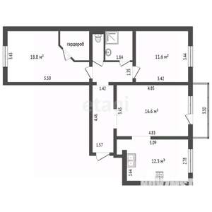 3-к квартира, вторичка, 73м2, 4/10 этаж